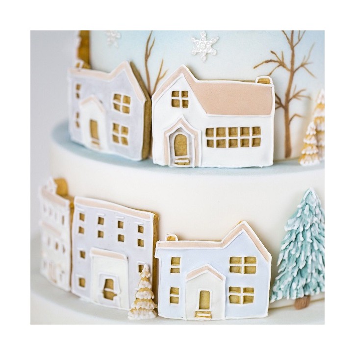 Winterdorf Silikonprägeform - Karen Davies Winter Village Sugarcraft Mould