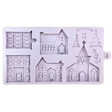 Winterdorf Silikonprägeform - Karen Davies Winter Village Sugarcraft Mould