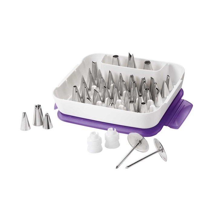 Spritztüllen Det 55-teilig Master Tip Set mit Adapter Blumennagel und Tüllenbox