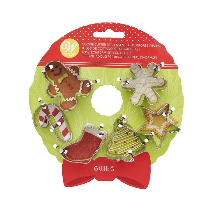 Wilton Mini Holiday Cookie Cutter Set in Wreath Gift Packaging 02-0-0382