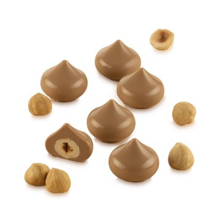 Kiss - Schokoladenform aus Silikon - Pralinenform mit Haselnusskern - Kiss 3d Choco Mould