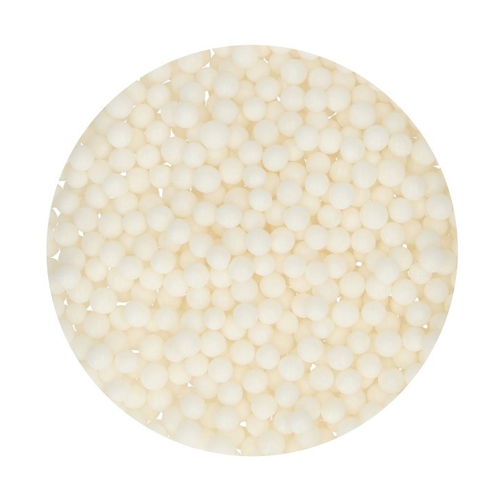 Sugar Pearls White Cake Decor - Soft Pearls Sprinkles White - Medium White Pearls edible - Halal Soft Pearls White