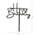 DeKora Happy Birthday Cake Topper Black 11.8x15.5cm