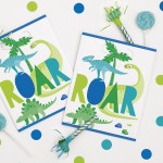 Unique Party Blue-Green Dino Loot Bags, 8 pcs