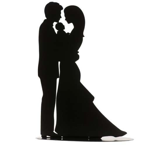 DeKora Brautpaar Tortenfigur Silhouette mit Baby, 18cm