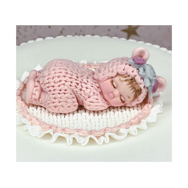 Schlafende Baby Silikonform - Silikonprägeform Baby 3D - Baby mit Strampler Sugarcraft Mould