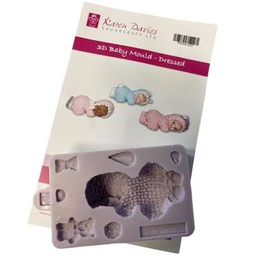 Schlafende Baby Silikonform - Silikonprägeform Baby 3D - Baby mit Strampler Sugarcraft Mould