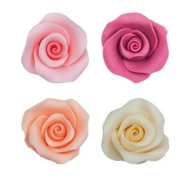 10 essbare Zuckerrosen 4 Farben rosa nude lachs fuchsia 5cm