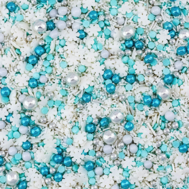 Snowflake Sugar Sprinkles - Blue/White Cake decor Medley - Frozen Snowflake Sprinkles