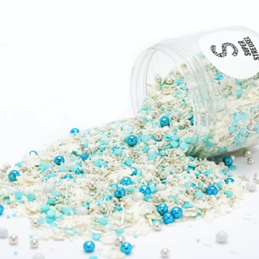 Snowflake Sugar Sprinkles - Blue/White Cake decor Medley - Frozen Snowflake Sprinkles