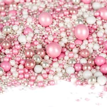 Pink & White Pearls Cake Decoration - ShinyShimmer Pearls SuperStreusel Sprinkles