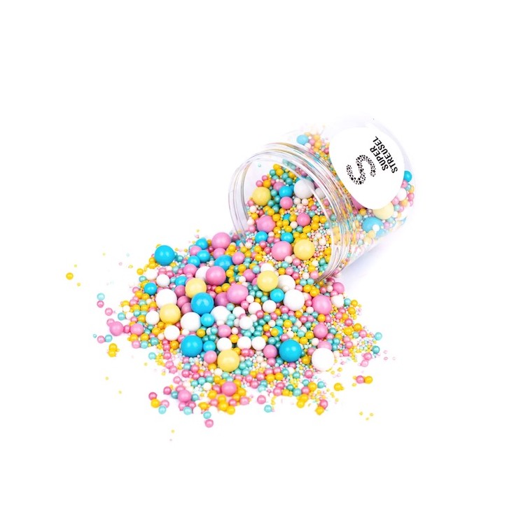 Sugar Sprinkle Bubbles FluffiPuffi 90g - Pastel-colored sugar pearls - CottonCandy Balls Sprinkles