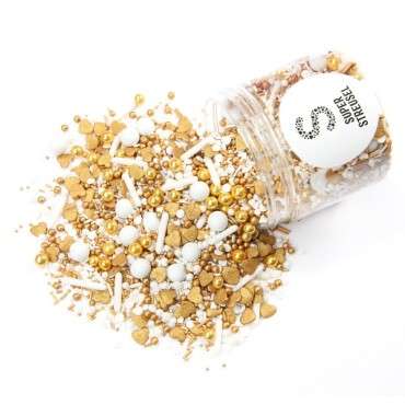 LoveBirds Sprinkels - Gold/White Wedding Cake decoration - MitJeföhl Sprinkle Medley 116001