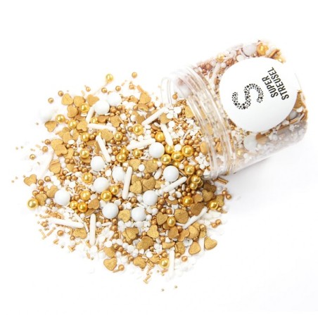 LoveBirds Sprinkels - Gold/White Wedding Cake decoration - MitJeföhl Sprinkle Medley 116001