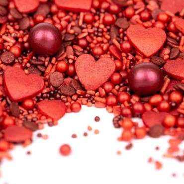 Red Sprinkle Medley - Red Hearts Sprinkles - BeMine Cakesprinkles Mix - LOVE Sugardecoration