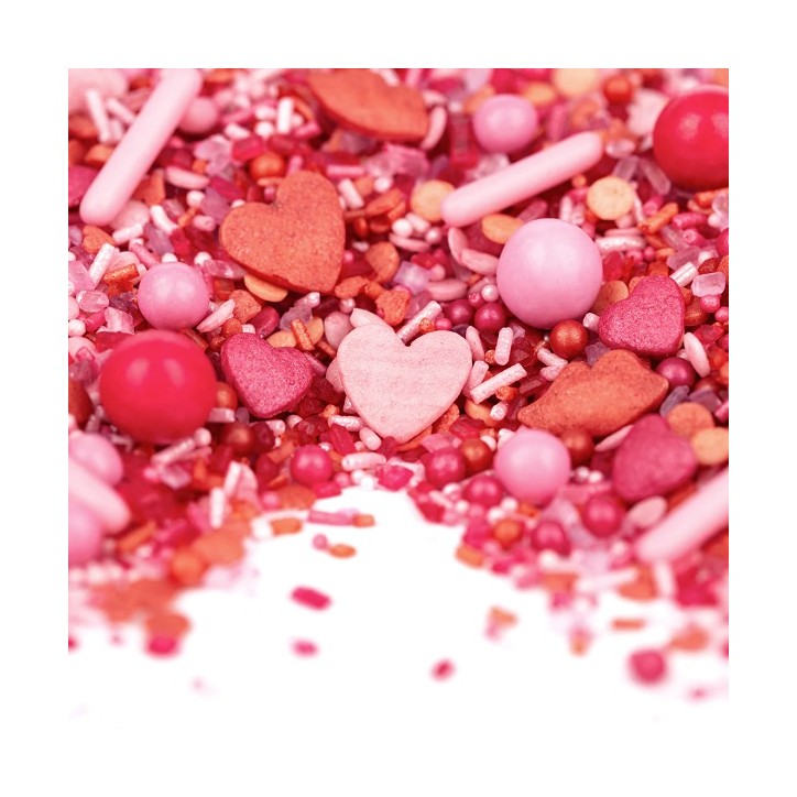 Pink/Rosa Tortendekor - KussiBussi Streusel - Kuchenperlen Valentinstag 122301