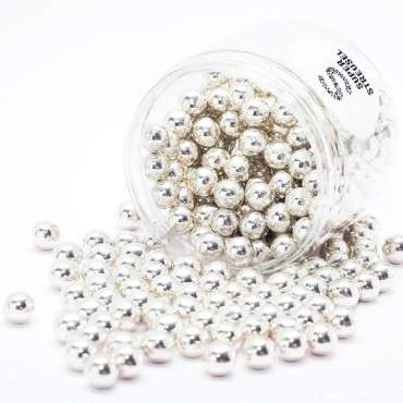 Silver Chocolate Pearls - Metallic Silver Pearls - Edible Pearls Silver - 10mm Silver Chocopearls