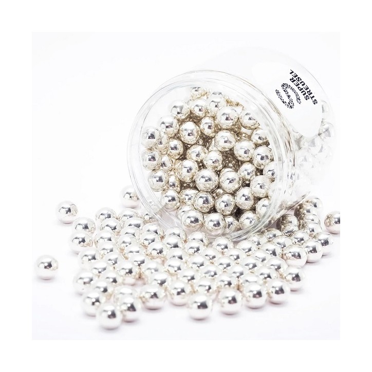 Silver Chocolate Pearls - Metallic Silver Pearls - Edible Pearls Silver - 10mm Silver Chocopearls