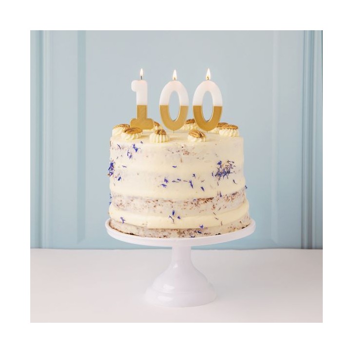 White & Gold Number Candle 0 - Zero Number Candles Gold/White BDAY-CANDLE-GLDV2-0