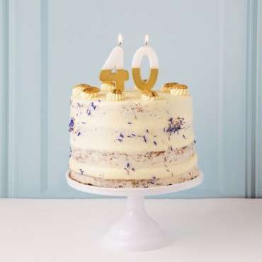 White & Gold Number Candle 0 - Zero Number Candles Gold/White BDAY-CANDLE-GLDV2-0