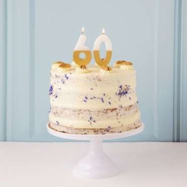 White & Gold Number Candle 0 - Zero Number Candles Gold/White BDAY-CANDLE-GLDV2-0