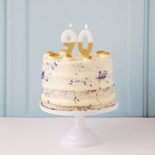 Talking Tables Number 9 Birthday Candle White & Gold, 7.5cm