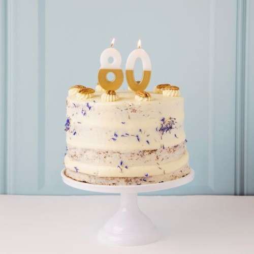 Talking Tables Number 8 Birthday Candle White & Gold, 7.5cm