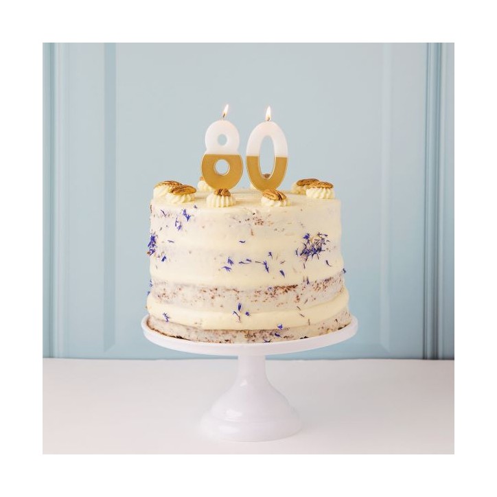 EIGHT Number Candle Gold/White - 8 Numbercandle - Birthday Candle 8,