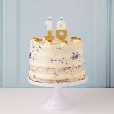 EIGHT Number Candle Gold/White - 8 Numbercandle - Birthday Candle 8,