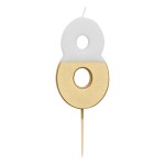 Talking Tables Number 8 Birthday Candle White & Gold, 7.5cm