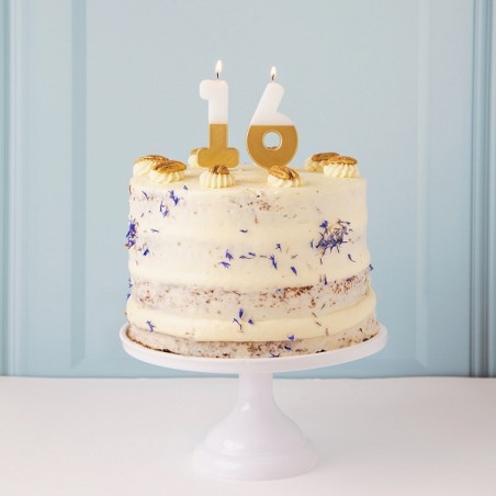 SIX Number Candle Gold/White - 6 Numbercandle - Birthday Candle 6