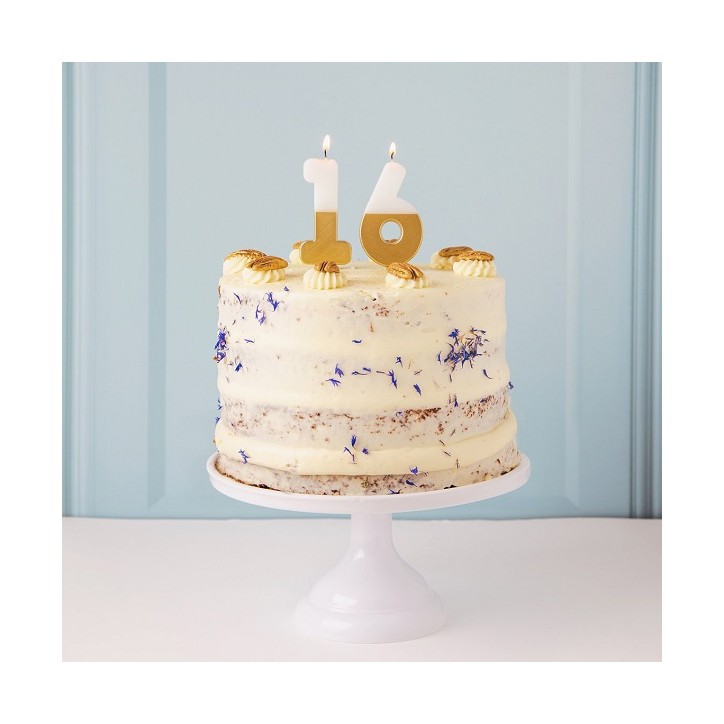 SIX Number Candle Gold/White - 6 Numbercandle - Birthday Candle 6