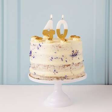 White/Gold Number 4 Candle - Birthday Candle No4 - Cake Candle Number Four