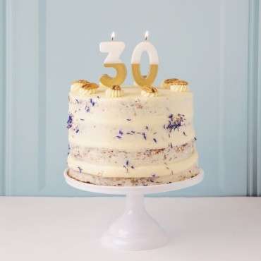 Elegant Number 3 Birthday Candle Gold/White - We heart Birthday Candle Gold 3