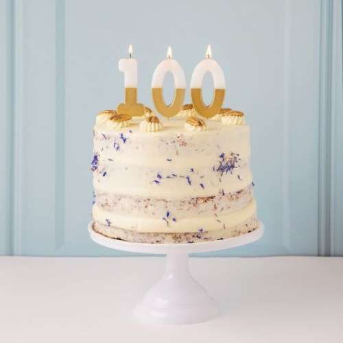 Talking Tables Number 1 Birthday Candle White & Gold, 7.5cm