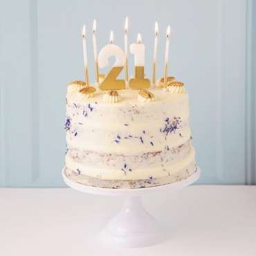 First Birthday Candle - Number 1 Birthday Candle - ONE Cake Candle Gold/White