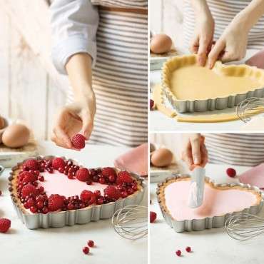 Medium Heart shaped Tarte Pan, Heart shaped Tarte Pan, Non Stick Quiche Tin Heart with Removable Bottom