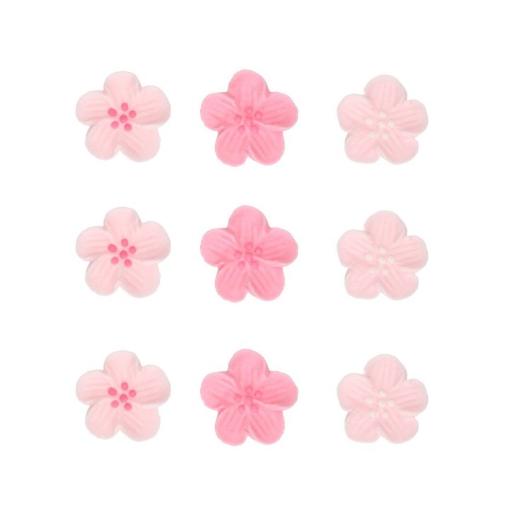 FunCakes Sugar Decorations Flower Mix Pink Set/24 - Pink Flower Cake Decor - Pink Sugar Flowers