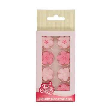 FunCakes Sugar Decorations Flower Mix Pink Set/24 - Pink Flower Cake Decor - Pink Sugar Flowers