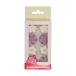 FunCakes Lila/Weiss Blumen Mix Zuckerdekor, 24 Stück