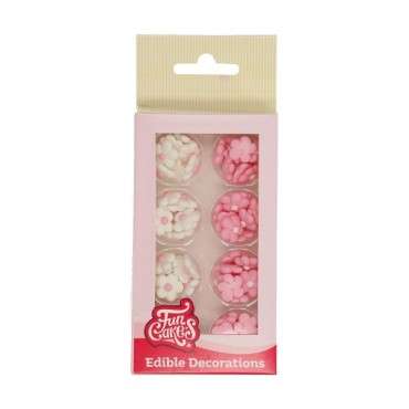 Little Flower Cake Decoration Pink/White - Mini Blossom Flower Sprinkles