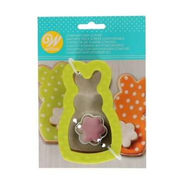 Bunny with Cottontail Cookie Cutter Set - Wilton Comfort Grip Cookie Cutter Bunny with Mini Tail Set/2 - Bunny with Tail Cookie 