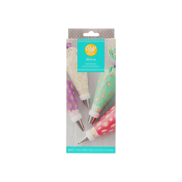 12-Inch Flower Disposable Decorating Piping Bags 10-Count Set - Wilton Decorating Bags 30cm Flowers pk/10