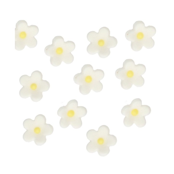 Glutenfreie Mini Zuckerblumen, Weisse Mini Blümchen Zuckerdekor, Mini Blossom Kuchendekor Weiss