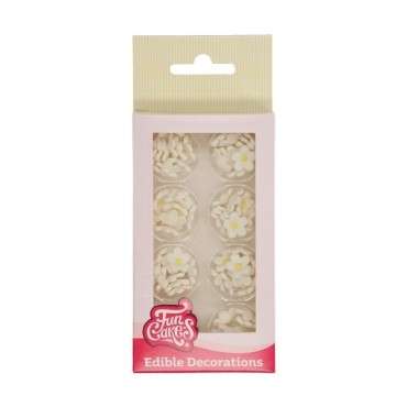 Glutenfreie Zuckerblumen Mini Flower White 64 pcs - FunCakes Sugar Decorations White Blossoms pk/64