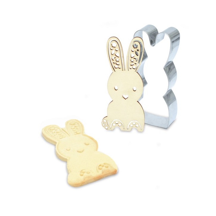 Cute Easter bunny Cookie Cutter - Rabbit Cutter 10cm ScrapCooking Bunny Cutter with Embosser