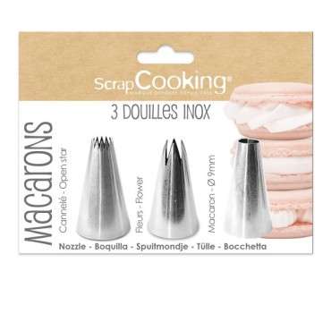 Macarons Spritztüllen Set ScrapCooking Macarons Edelstahltüllen 3-teilig - Macarons Tüllen SC1832