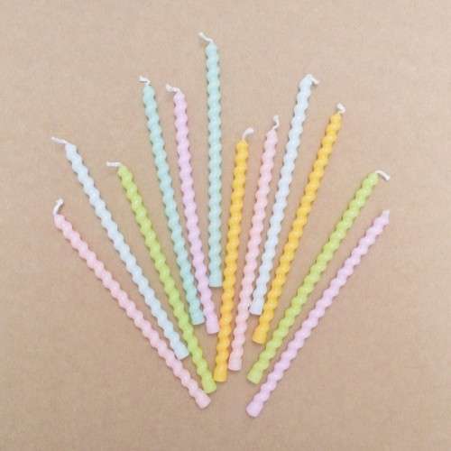 ScrapCooking Birthday Candles Pastel twisted, 12 pcs