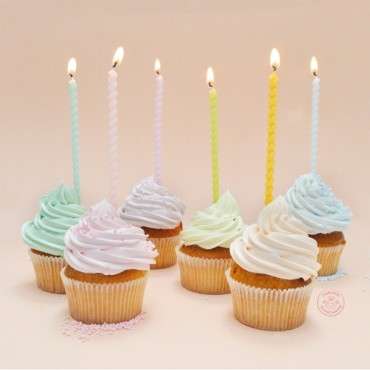 Pastel Twisted Cake Candles - Birthday Candles Curly Pastel - ScrapCooking Pastel 12cm Candles