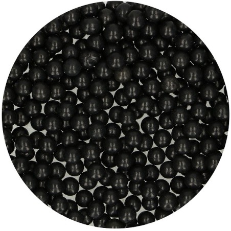 Large Sugar Pearls Black 7mm - Edible Pearls Black - Black Sugar Pearls FunCakes